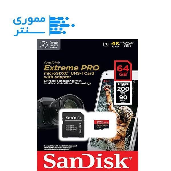 کارت حافظه MicroSDXC سن دیسک (SanDisk) مدل Extreme Pro سرعت 200MB/s ظرفیت 64GB