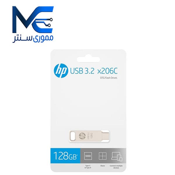 فلش مموری اچ‌پی (HP) مدل X206c ظرفیت 128 گیگابایت USB 3.2 Type-C