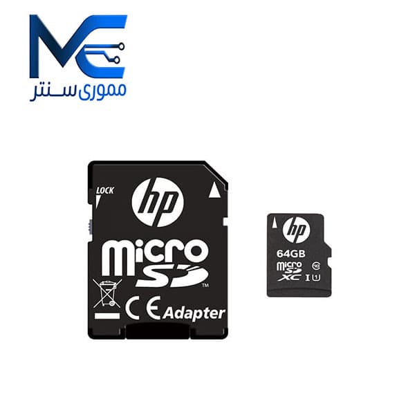 کارت حافظه MicroSDXC اچ پی (HP) 64 گیگ مدل U1 mi210 سرعت 100MB/s با آداپتور