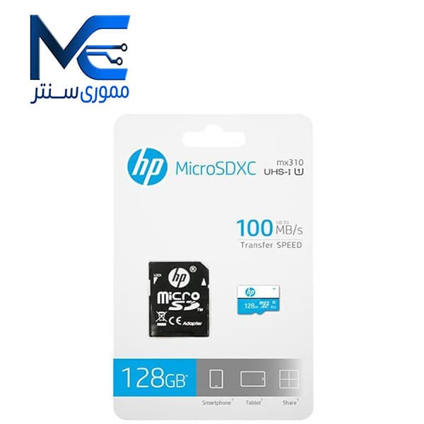 کارت حافظه MicroSDXC اچ پی (HP) 128 گیگ مدل U1  سرعت 100MB/s با آداپتور