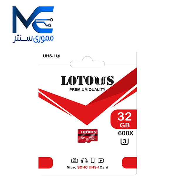 کارت حافظه microSDHC لوتوس (Lotous) 32 گیگابایت 600X مدل U3 سرعت 90MB/s