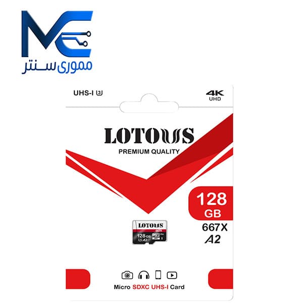 کارت حافظه microSDXC لوتوس (Lotous) 128 گیگابایت 667X مدل A2 سرعت 100MB/s