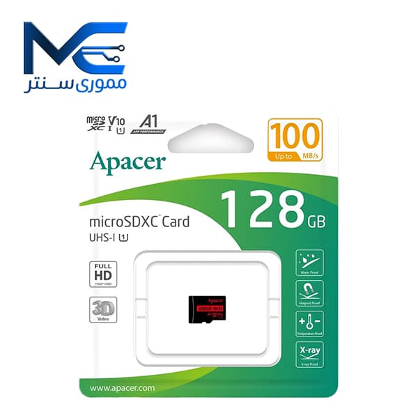 کارت حافظه microSDXC اپیسر (Apacer) مدل Rioo A1 V10 ظرفیت 128 گیگابایت سرعت 100MBps