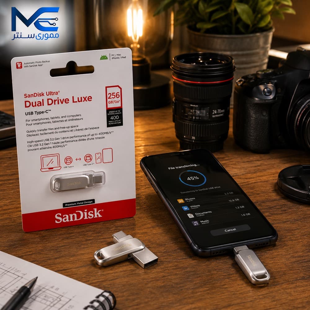 فلش مموری سن دیسک Dual Drive Luxe USB Type-C (SanDisk)  ظرفیت 256 گیگابایت