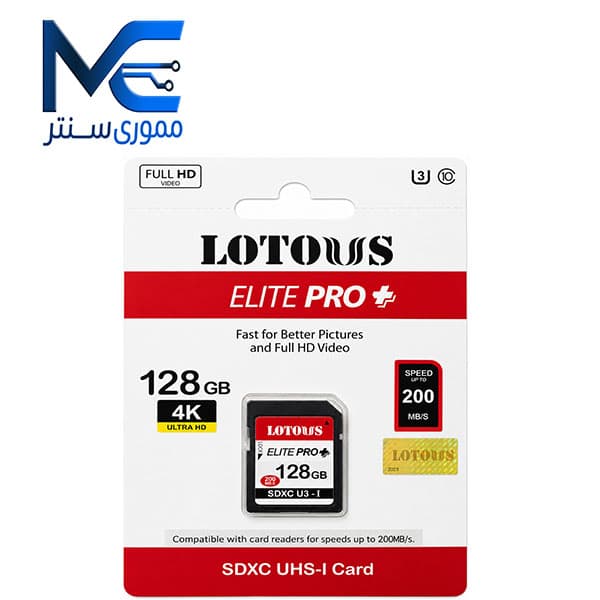 رم دوربین SD لوتوس (Lotous) ظرفیت 128 گیگابایت مدل U3  سرعت 200MB/s
