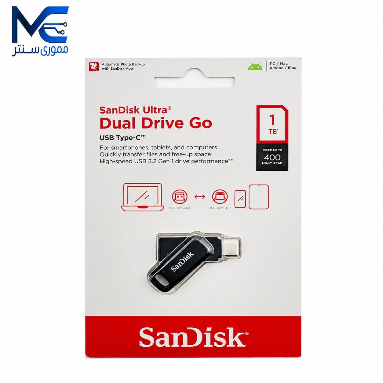 فلش مموری سن دیسک (SanDisk) مدل Ultra Dual Drive Go USB Type-C ظرفیت 1 ترابایت